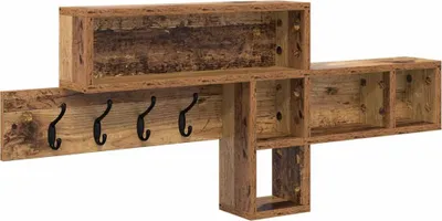 Image de vidaXL Table de chevet murale avec étagère en vieux bois 100 x 12 x 43,5 cm