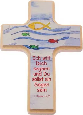 Produktbild von Kinderkreuz Fisch blau/rot