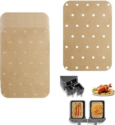Produktbild von Airfryer-Bakpapier-Set, 14 x 20,3 cm, perforiert, hitzebeständig, für Airfryer, Ofen und Mikrowelle