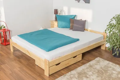 Produktbild von Holzbett 160 x 200 cm Kiefer massiv Natur mit Lattenrost