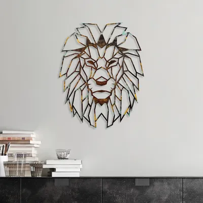 Image de Wallity, Lion - 3, accessoire mural décoratif en métal, 100 % METAL, multicolore, 40 x 50 cm