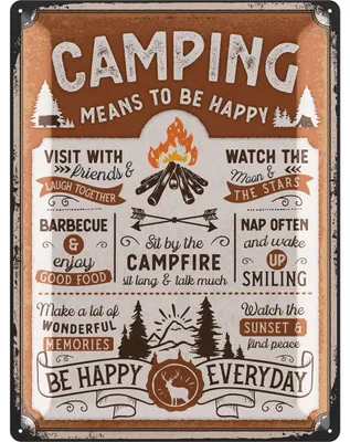 Produktbild von LANOLU XXL Retro Blechschild CAMPING Sprüche Vintage Bilder, Schilder Camping, Camper Gadgets lustig, Wohnwagen Geschenke 30x40cm