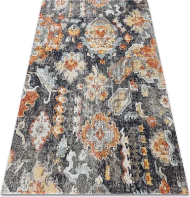 Produktbild von Modern Teppich MUNDO E0671 orientalisch vintage Outdoor schwarz / gelb Mehrfarben 120x170 cm