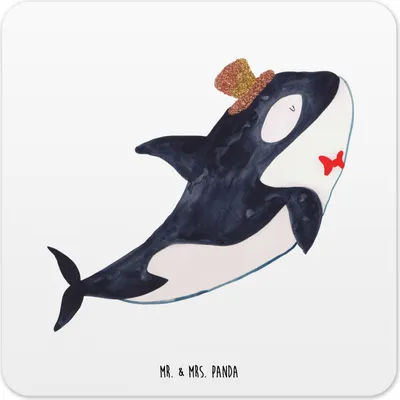 Produktbild von Mr. & Mrs. Panda Tischuntersetzer Orca Zylinder 6er Set - Weiß - Geschenk, Glückwunsch, coaster, Glas-Untersetzer, Untersetzer für Gläser, Geburtstag, Meer, Fest, Tisch