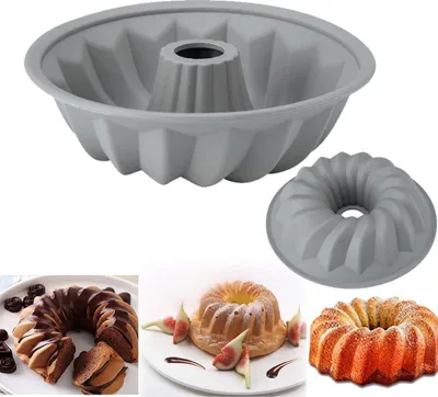 Zdjęcie produktu dla Silikonowa forma do pieczenia Gugelhupf, nieprzywierająca, okrągła, silikonowa forma do pieczenia z nieprzywierającą powłoką, formy do ciast, silikonowa forma do ciast, forma do pieczenia Gugelhupf, szara, 20 cm