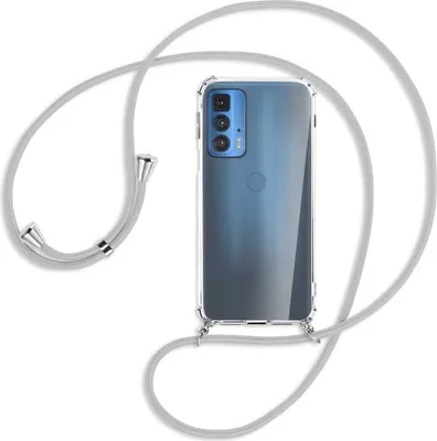 Produktbild von Handykette Backcover-Schutzhülle mit Band (Metall silberfarben) für Motorola Edge 20 Pro - silbergrau