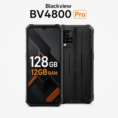 Immagine prodotto di Blackview BV4800 Pro - Smartphone robusto per uso esterno, display 6,5", 12 GB di RAM, 128 GB di memoria interna, colore nero, sistema operativo Android 14