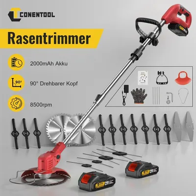 Produktbild von Akku Rasentrimmer 21V Multitrimmer Motorsense 5in1 Kettensäge Rasenkantenschneider Faltbar Teleskopisch mit 2 Akkus und Ladegerät