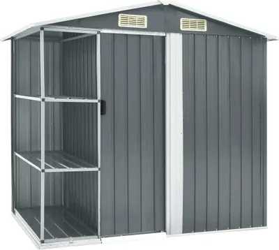 Image de vidaXL Abri de jardin avec étagère Gris 205x130x183 cm Fer