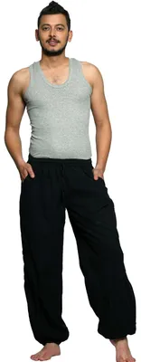 Immagine prodotto di Pantaloni da yoga e fitness "Triangle" - Pantaloni a vita alta da uomo: Neri, taglia XL. Colore: Nero. Taglia: XL
