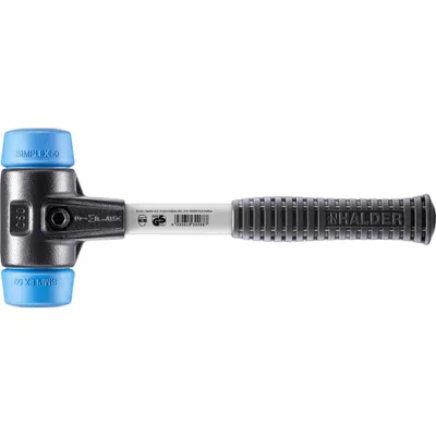 Produktbild von HALDER SIMPLEX Schonhammer Ø 50 mm TPE-soft blau mit verstärkem Tempergussgehäuse und Fiberglasstiel
