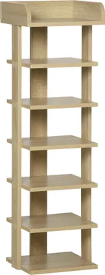 Produktbild von Schuhregal - Schuhablage - Schmal - 7 Ebenen - Für 6 Paare - 32×30×104 cm - Holz - Natur