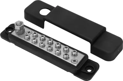 Produktbild von 12-poliger Stromverteilerblock mit Abdeckung, universell für Auto, Marine, Boot, Solarmodule, Schwarz