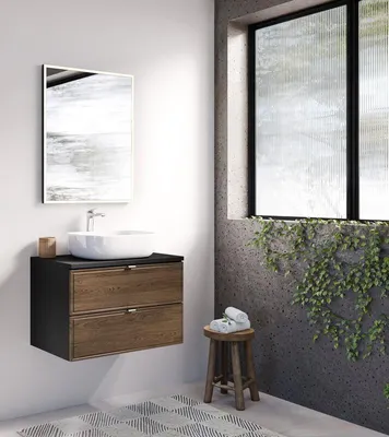 Produktbild von Badmöbel Set mit Aufsatzwaschbecken TALIA CASELLA 80 cm MDF SOFT-CLOSE LED Waschtisch Spiegel LED