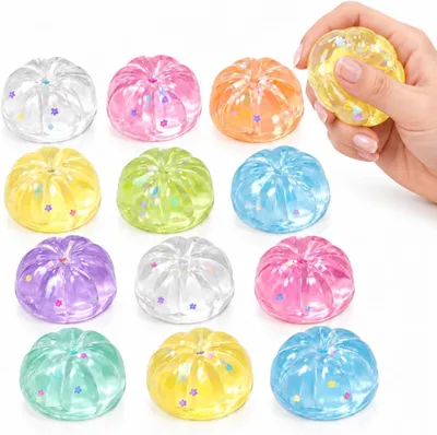 Productafbeelding van Mini-knijpballen met glittereffect - Set van 12 - Zachte handtrainer - Ontspanningsaccessoires voor kantoor - Bureau