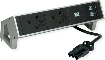 Immagine prodotto di BACHMANN DESK2 2xUK 1xUSB A/C 22W, 0,2m GST18 INOX Regno Unito