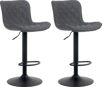 Produktbild von CLP 2er Set Barhocker Emma höhenverstellbar und 360 drehbar schwarz Material Stoff