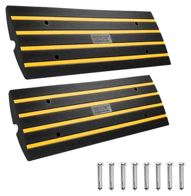 Obrázok produktu pre VEVOR 2x prahová rampa Pevná gumová prahová rampa Max. nosnosť 15 ton Nosnosť 15 ton Obrubníková rampa s kanálom 5,5 x 3,5 cm Nájazdová rampa pre invalidné vozíky 122 x 40,5 x 6,5 cm Nájazdová rampa Ideálna pre nerovný terén Obrubníky