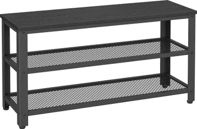 Produktbild von ACAZA Schuhregal – Schuhbank – 90 x 30 x 45 cm – Industriell – Metall mit Holz – Schwarz