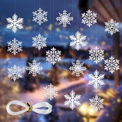 Produktbild von Schneeflocken Dekoration 25 Stück, 10 cm, Kunststoff Hängeornamente, für Weihnachtsbaum