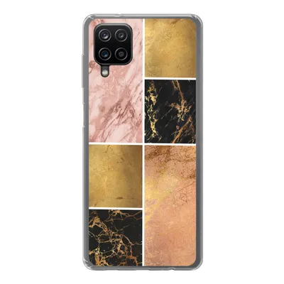 Produktbild von MuchoWow® Handyhülle Schutzhülle Hülle für Samsung Galaxy A12 Marmor - Rosa - Gold Silikon Softcase Handy Hülle - Bild