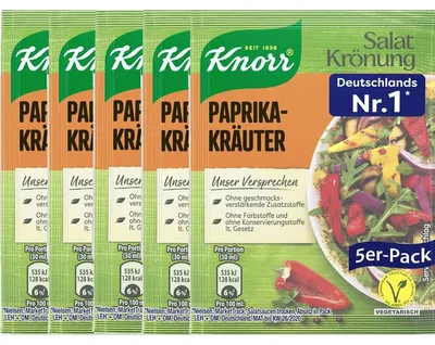 Immagine prodotto di Knorr Salatkrönung Paprika Erbe Condimento trasparente 5x 9g confezione da 5