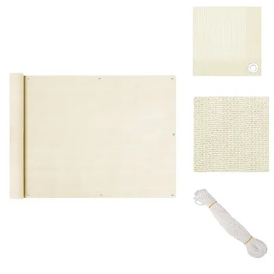 Zdjęcie produktu dla vidaXL Parawan balkonowy kremowy 90x400 cm HDPE - Parasole i osłony przeciwsłoneczne