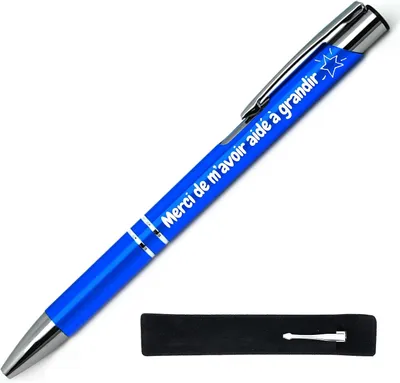 Productafbeelding van Pen met gravure "Merci de m'avoir aidé à grandir - Blauw