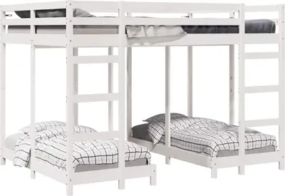 Obrázek produktu pro Trojlůžková postel Bílá 140 x 200 cm Masivní borové dřevo