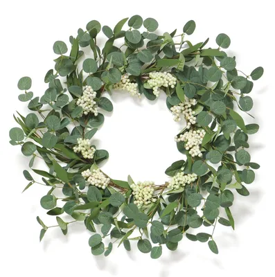 Productafbeelding van Omgoods - Kunstmatige Eucalyptus Krans 55cm voor Deur Decoratie