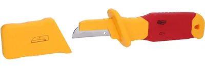 Zdjęcie produktu dla KS TOOLS Nóż do kabli z izolacją ochronną i prostym ostrzem 200 mm - 117.5602