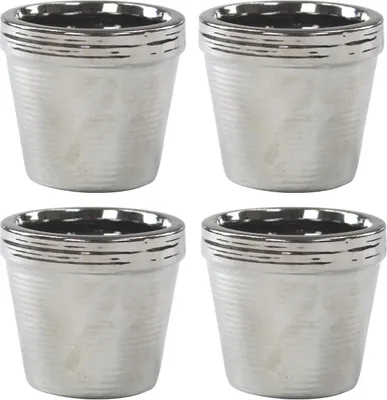 Produktbild von Pflanz-Gefäß Topf silber klein - 7 x 6,5 cm 4 Stück