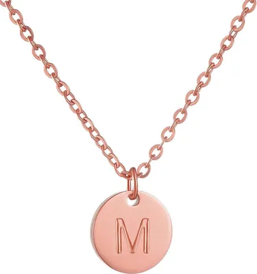 Image de Chaîne Initiale Femme Lettres Pendentif Or Or Rose Argent Cœur M