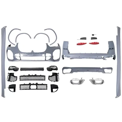 Imagen del producto de Kit de carrocería para BMW X5 G05 (2018-2022) con aspecto M-Tech, que incluye parachoques, pasos de rueda y embocaduras de escape.