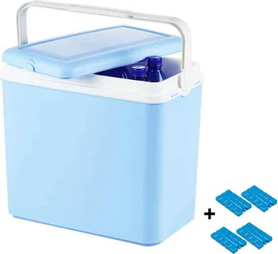 Produktbild von Interior WA239V Kühlbox, Mini Kühlschrank 24 L fürs Auto, Autokühlschrank Campingbox, Minikühlschrank für Unterwegs, inkl. 4 Kühlakkus, blau