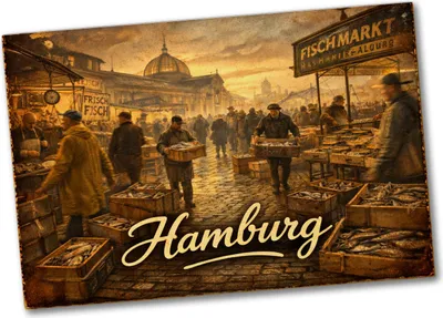 Produktbild von Hamburger Fischmarkt Souvenir Souvenir Magnet Hamburg Szene
