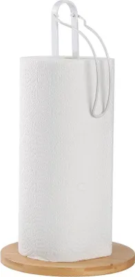 Produktbild von Weißer Holzhandtuchhalter mit Befestigung, Papierhandtuchhalter für Arbeitsplatte, freistehender Holzhandtuchhalter mit Anti-Slip-Fuß