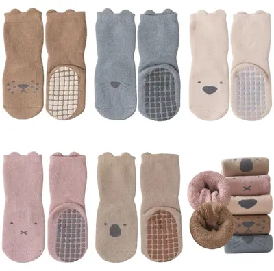 Produktbild von FedMois 5er Pack Baby Kleinkinder ABS rutschfeste Wintersocken dicke Thermosocke