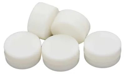 5 Rassel-Dosen zum Einnähen weiß 18x9mm