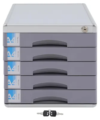 Immagine prodotto di Portadocumenti a 5 ripiani - Scaffale per archivi - Organizzatore da scrivania - Realizzato in lega di alluminio e MDF - Ideale per ufficio e casa - Autoportante - Colore argento