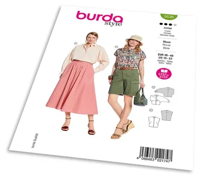 Obrázek produktu pro Střih Burda 5636 - Halenka bez rukávů nebo s netopýřími rukávy