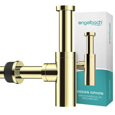 Produktbild von Engelbach® Design Siphon für Waschbecken & Waschtisch - Mit Reinigungsöffnung & Anleitung - Gold