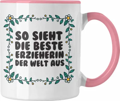 Produktbild von Trendation - Erzieherin Tasse Geschenk Herz Geschenke Abschiedsgeschenk mit Spruch Kaffeetasse für Erzieherin (Rosa)
