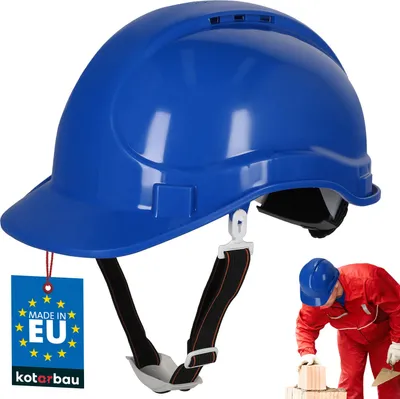 Zdjęcie produktu dla KOTARBAU® Kask Budowlany Hełm Ochronny na Budowę Kask Roboczy BHP Regulowany Niebieski