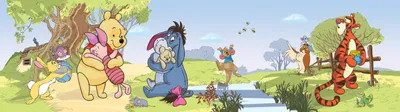 Obrázok produktu pre Disney samolepiaca tapeta bordúra Medvedík Pú zelená, modrá a žltá - 600030 - 10 x 500 cm