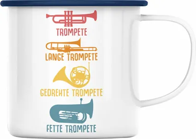 Produktbild von Trendation - Arten Von Trompeten Geschenk Emaille Tasse Trompetenspieler Geschenkidee Männer (Blau)