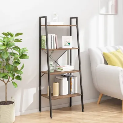 Produktbild von Standregal 4 Böden Dunkelbraun und Schwarz 56x35x140 cm , Bücherregale Design 2024