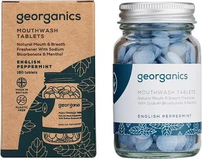 Immagine prodotto di Compresse di collutorio Georganics alla menta piperita inglese 180 capsule