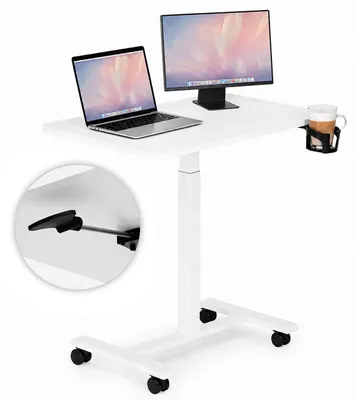 Zdjęcie produktu dla Mobilne biurko 70x48 cm stolik pod laptopa regulacja wysokości 71,5-112 cm białe ModernHome