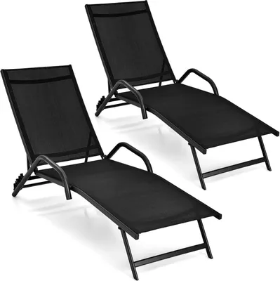 Immagine prodotto di Set di 2 lettini KOMFOTTEU, sdraio con schienale regolabile, lettino da giardino fino a 160 kg, lettino da spiaggia per giardino, spiaggia e piscina